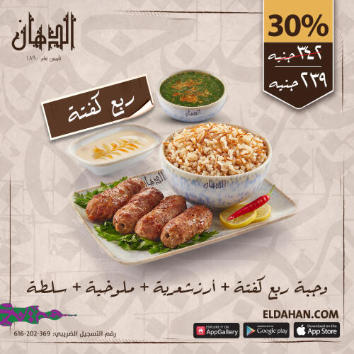 QUARTER GRILLED KOFTA +VERMICELLI RICE+ MOLOKHIA+ SALAD