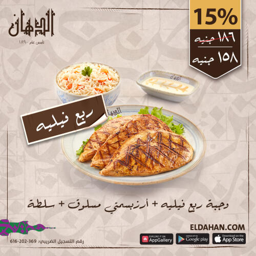 ربع فيليه + ارز بسمتي مسلوق + سلطة